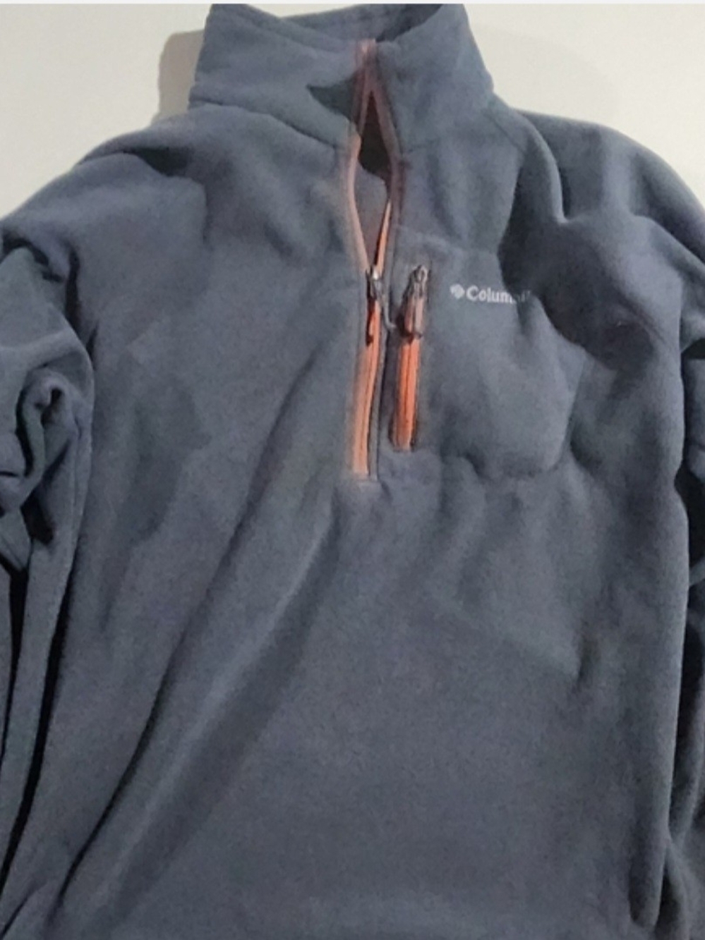 Columbia Gray With Red Accents Mens' 1/4 Zip Fleece Jacket Sizr Large